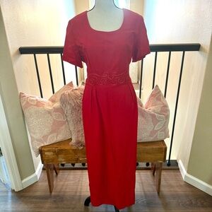 Vintage tie back maxi dress 90s red dress